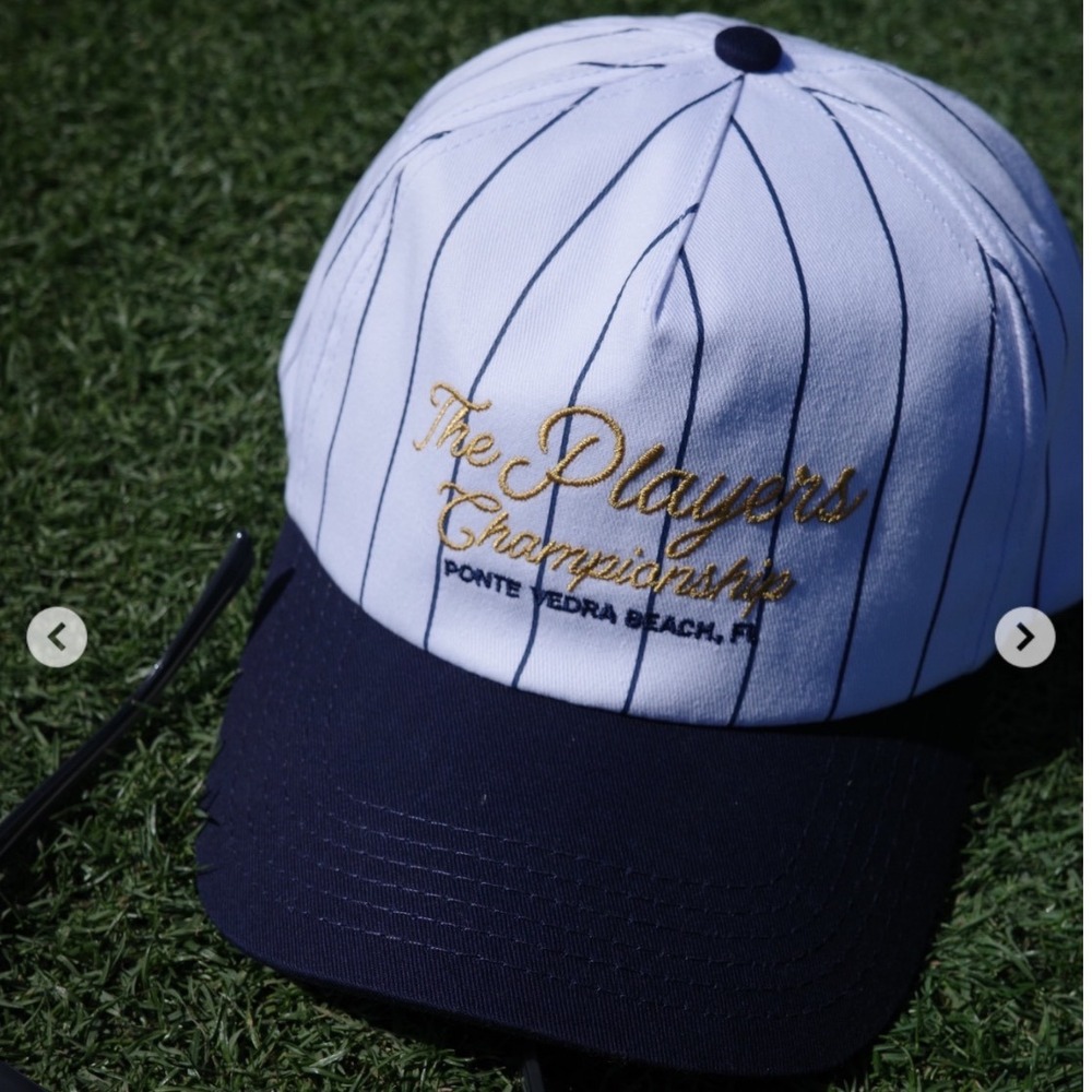 The Players Championship Hat PGA Golf Barstool Pinstripe Snapback White Navy NWT